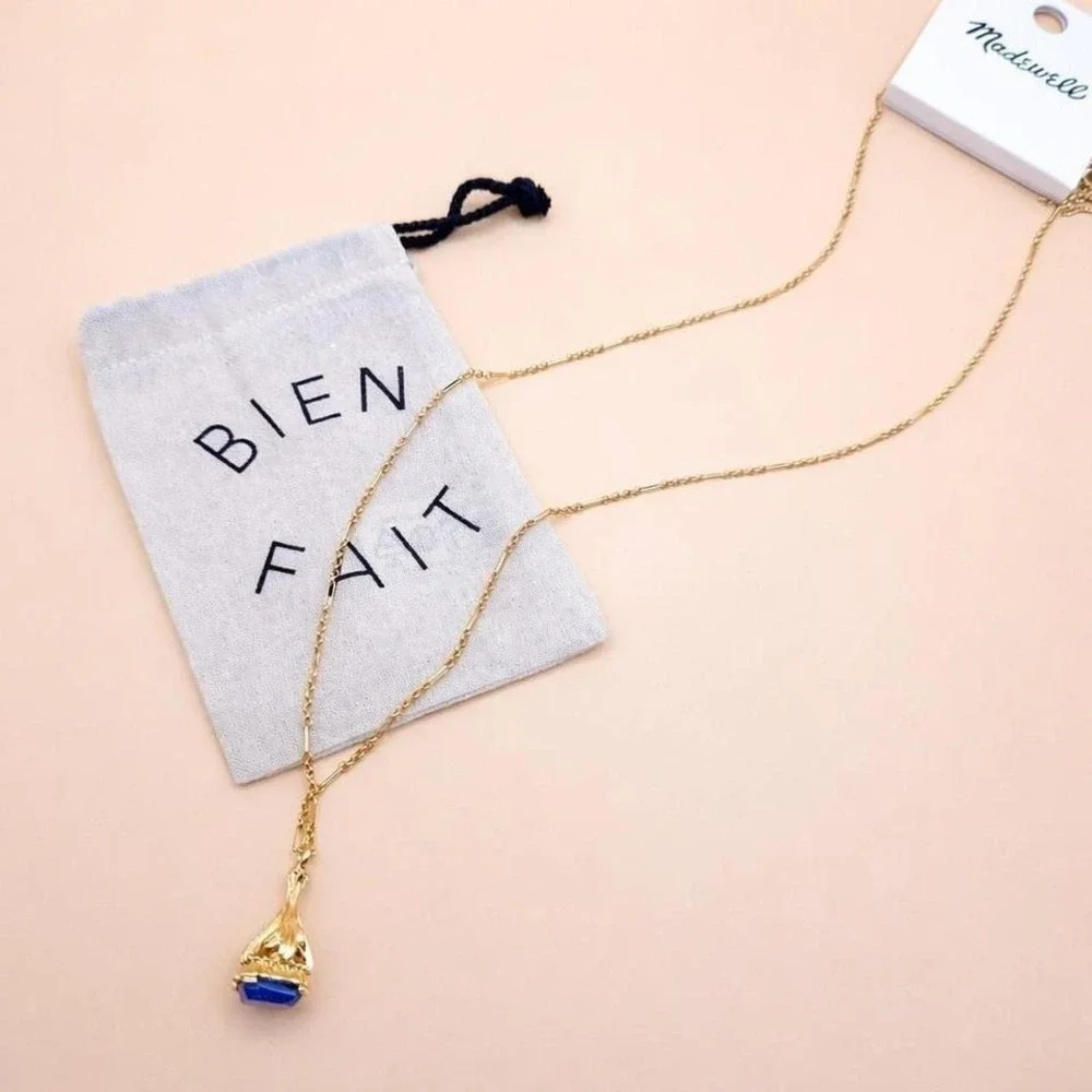 Madewell Gold and blue lapis‎ lazuli necklace